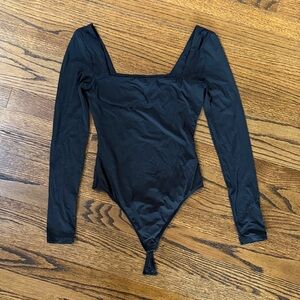 B11 Quince Women’s XS Black Square Neck Long Sleeve Bodysuit